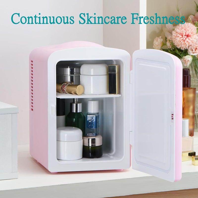 Iceblue Mini Fridge, Retro 4 Liter /6 Cans Tiny Fridge, AC Plug & 12V Car Charger Small Refrigerator, Compact & Portable 4A Cooling Mini Refrigerator for Bedroom, Car, Office, Dorm, Gift (Pink) - Image 3
